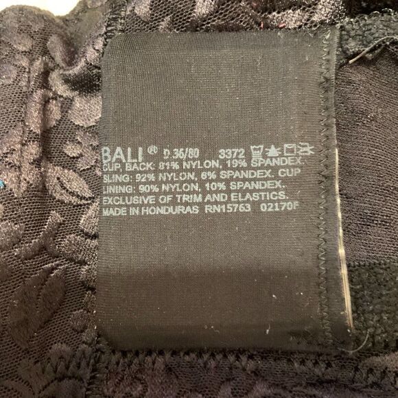 Bali Black Soft Cup Full Coverage Wide Strap Supportive Bra Size 36D - Picture 8 of 8